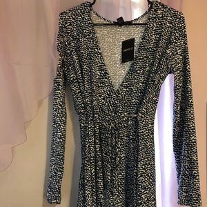 Forever 21 Teal and White Knit Wrap Dress